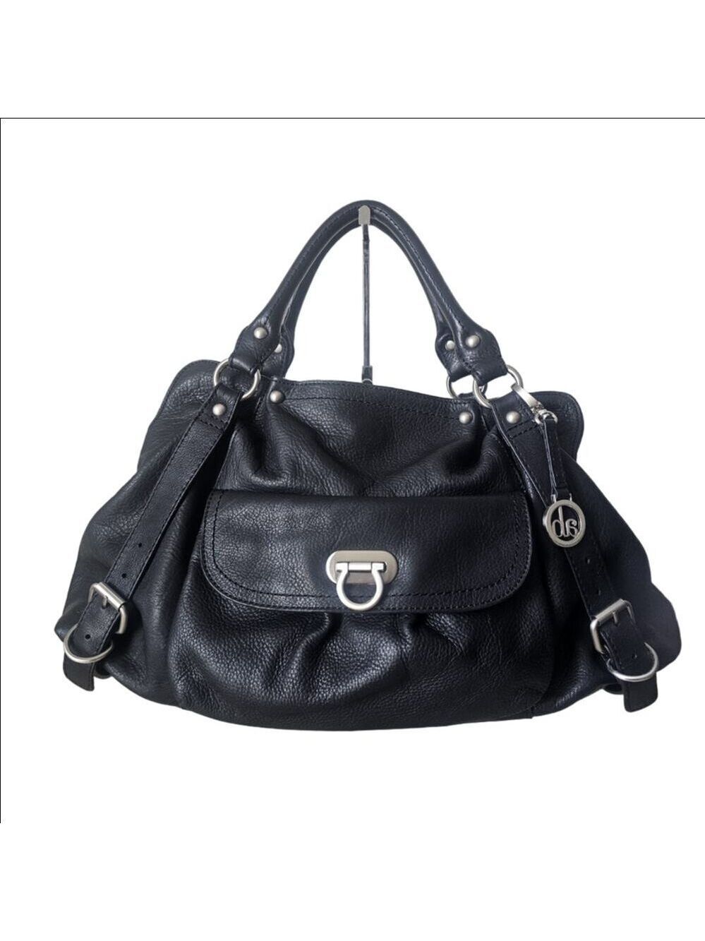 Audrey Brooke Black Leather Satchel Bag